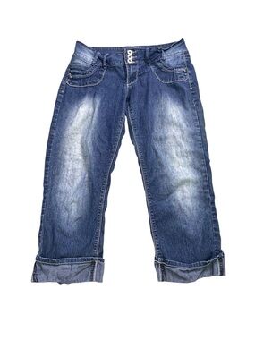 Angels Washed Blue croped Jeans with Rolled Cuffs size 11